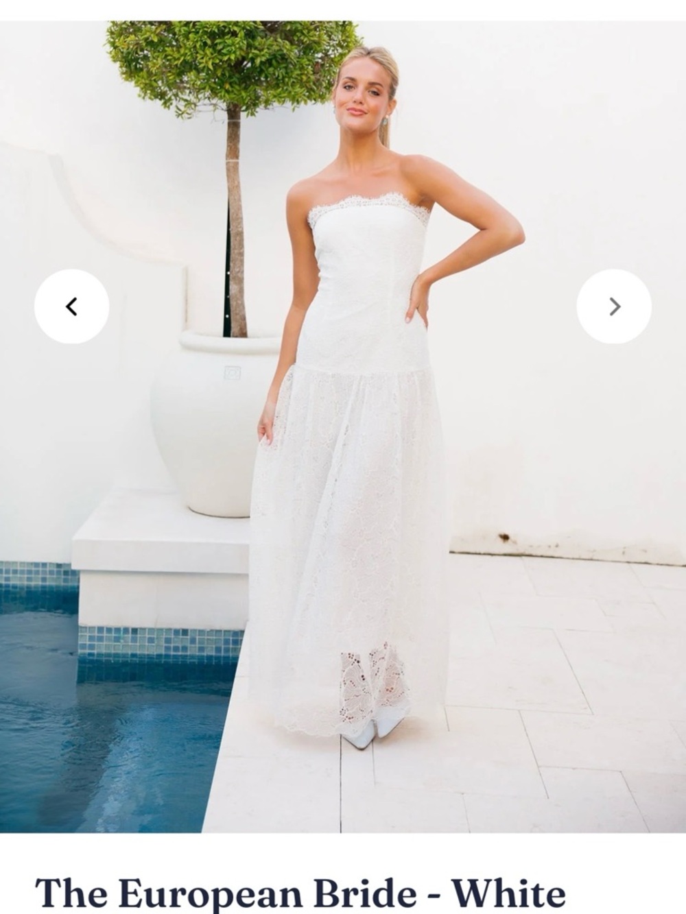 Cocolily The European Bride Strapless White Lace Maxi Dress